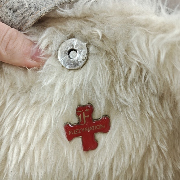 Fuzzy Nation Shoulder Bag Womens Dog Print Faux Fur Lined Double Handle Purse - Picture 7 of 14